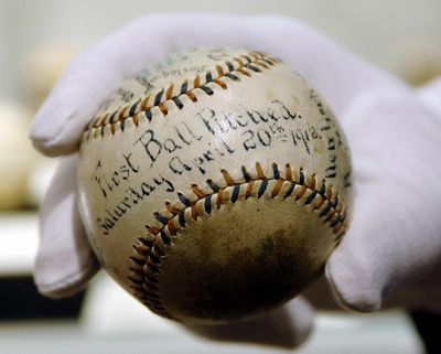 The first baseball pitched at the 20 Apr